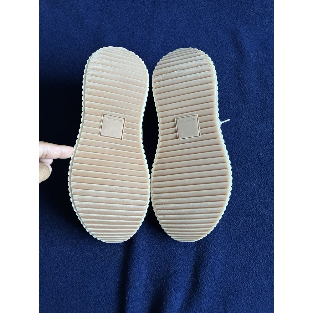 Dolce Vita Cream Platform Sneakers Size 9 Woven Chunky Ivory Lace Up Shoes - Picture 7 of 12